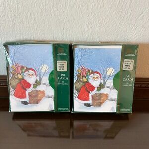 2 Vintage Plus Mark Santa's Toys Chimney Christmas Cards - Sealed Box of 20